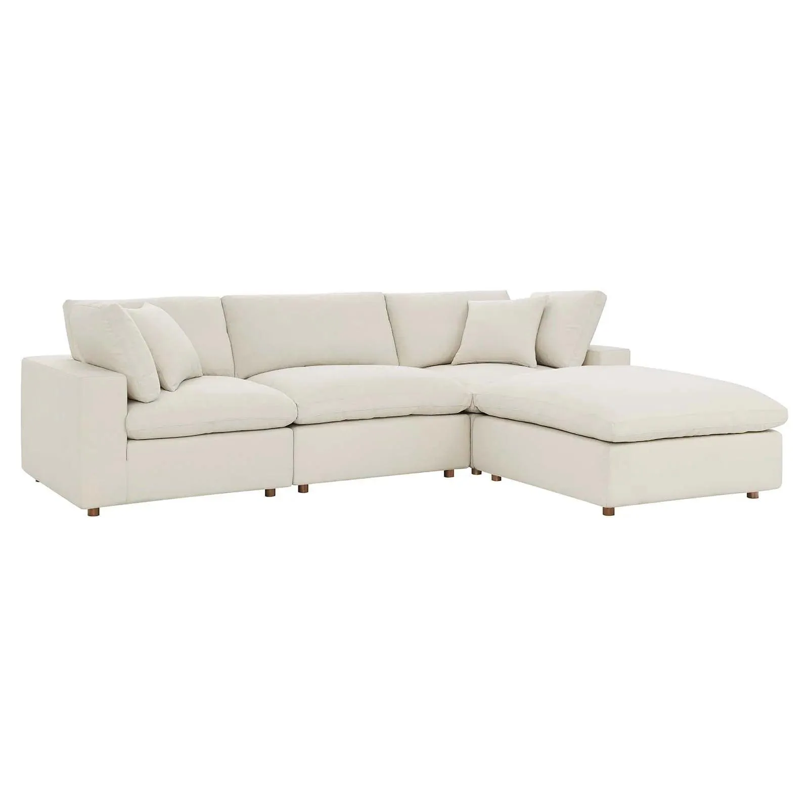 Wooden Twist Modernize Relleno L-Shape 4 Piece Sectional Sofa Set