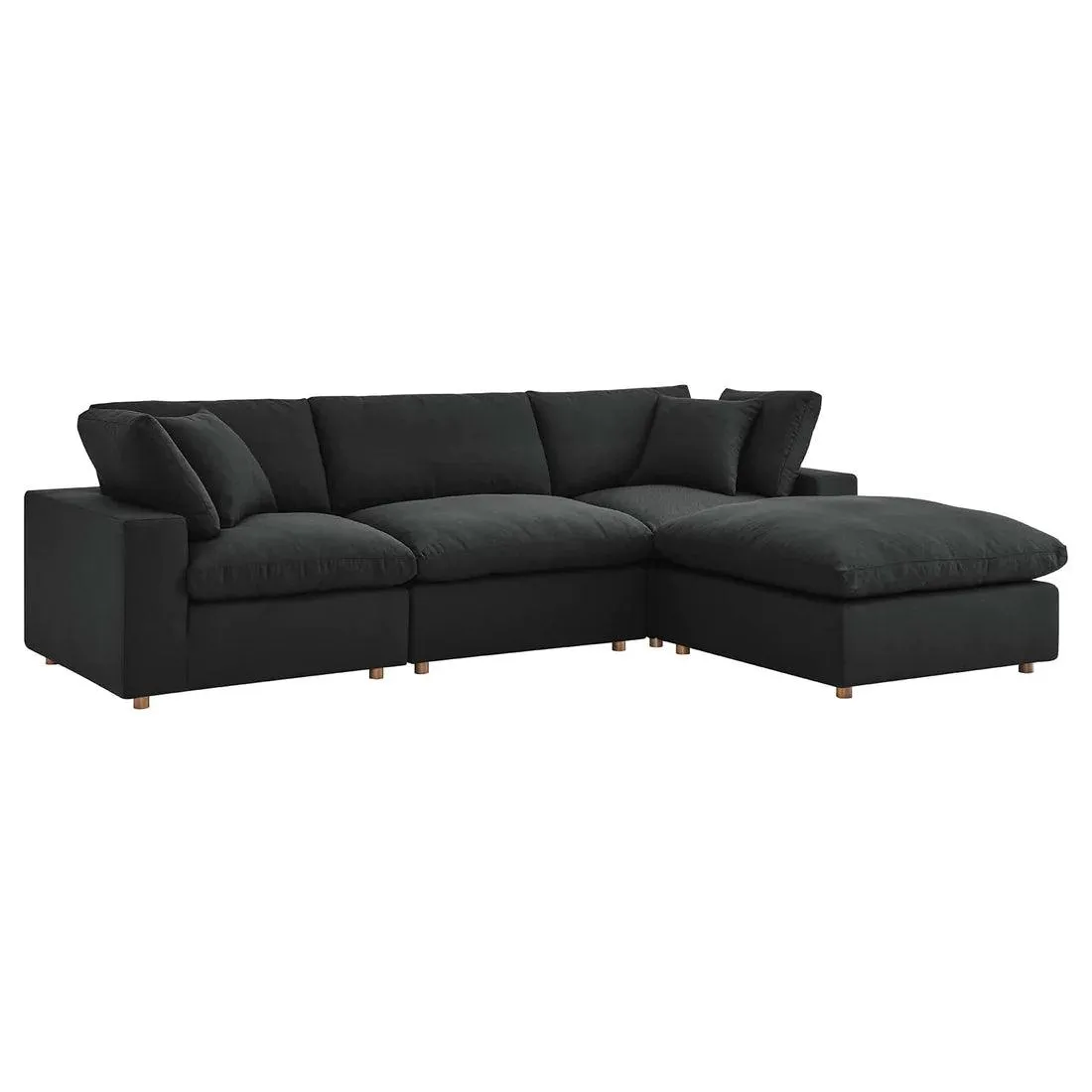 Wooden Twist Modernize Relleno L-Shape 4 Piece Sectional Sofa Set