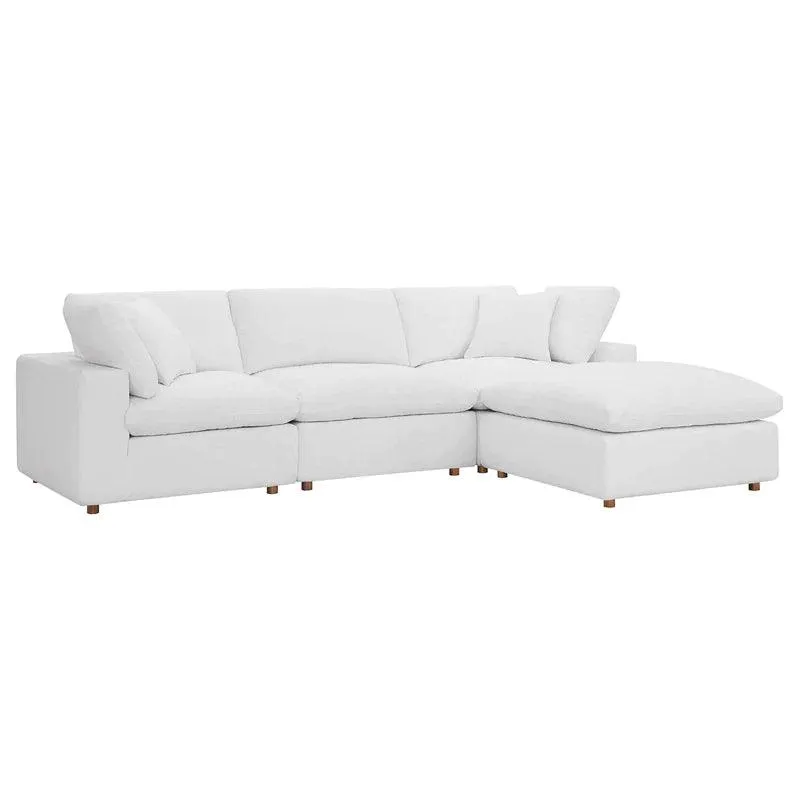 Wooden Twist Modernize Relleno L-Shape 4 Piece Sectional Sofa Set