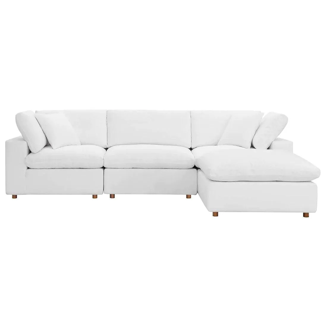 Wooden Twist Modernize Relleno L-Shape 4 Piece Sectional Sofa Set